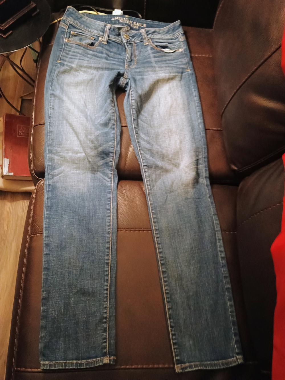 American Eagle Outfitters Light-Medium Blue Women's Straight Leg Jeans